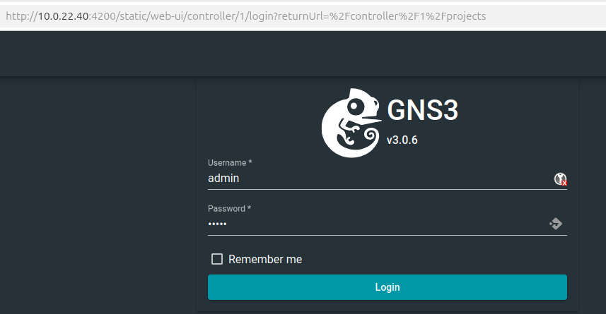 Access VM GNS3